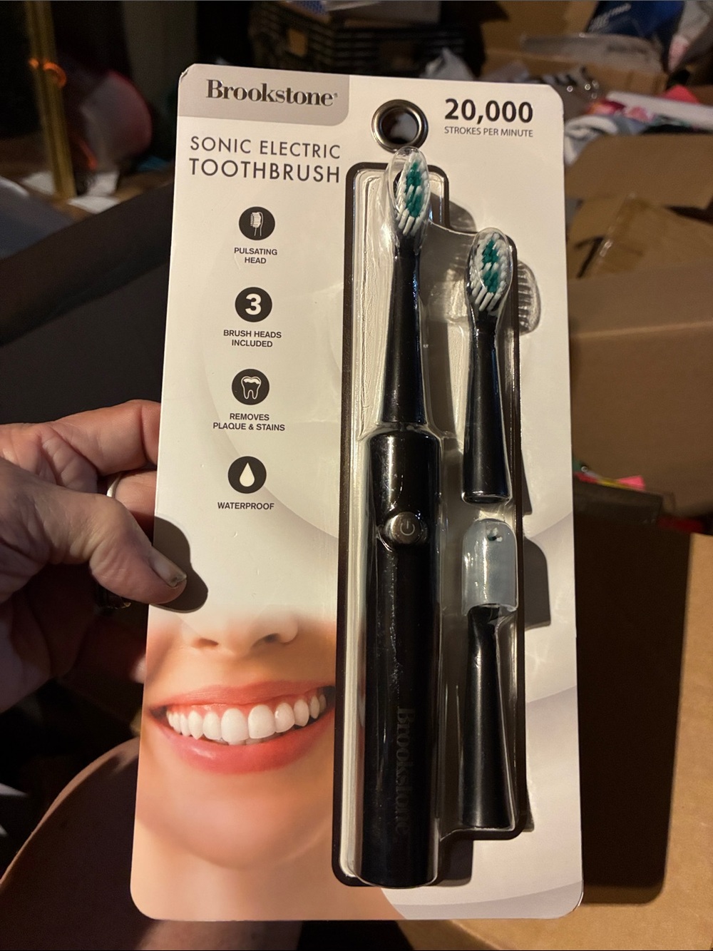 Brookstone Black Sonic Electric Toothbrush with Extra Heads